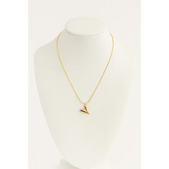 Women’s Gold Tone Heart Necklace & Earrings Set Modern Jewelry Gift NWT - Picture 3 of 4